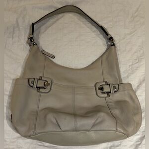 Tignanello Handbag Satchel Tote Soft Leather Ivory Purse 14” Casual